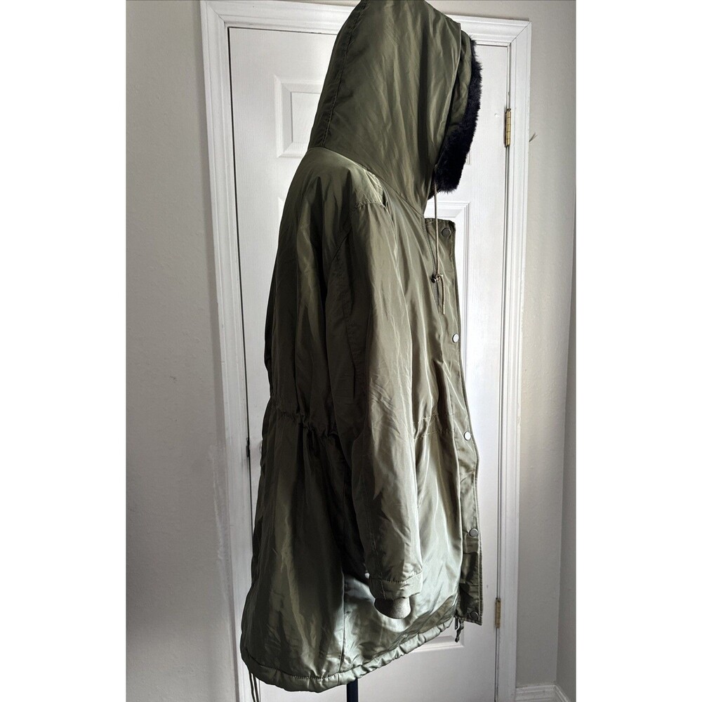 Gap Big Puff Jacket Women Sz Green Long Sleeve Zipper Pockets Fluffy - Picture 6 of 16